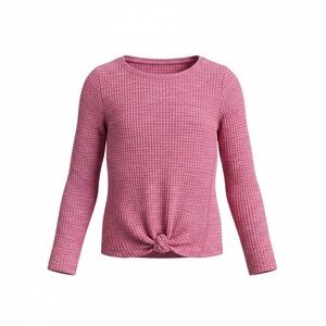 Girls' Pink Knit Knot-Front Long Sleeve Top